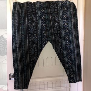 Cute fleece lined blue printed leggings